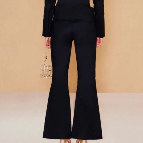 BNWT Cult Gaia Flared Black Boot-Cut Pants w/Slits, Size 6 - Picture 4 of 10